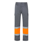 Obrázek Dvoubarevné keprové kalhoty (210 g/m?), podšité, s mnoha kapsami, z bavlny (20 %) a polyesteru (80 %) S - šedá/oranžová