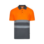 Obrázek Dvoubarevná polokošile z ptačí perspektivy (160 g/m?) s krátkým rukávem z polyesteru (100 %) 5XL - šedá/oranžová