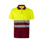 Obrázek Dvoubarevná polokošile z ptačí perspektivy (160 g/m?) s krátkým rukávem z polyesteru (100 %) 5XL - bordó/žlutá