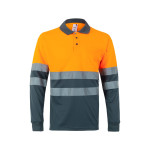 Obrázek Dvoubarevná polokošile z ptačí perspektivy (160 g/m?) s dlouhým rukávem, z polyesteru (100 %) 2XL - šedá/oranžová