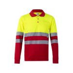 Obrázek Dvoubarevná polokošile z ptačí perspektivy (160 g/m?) s dlouhým rukávem, z polyesteru (100 %) 5XL - červená/žlutá