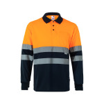 Obrázek Dvoubarevná polokošile z ptačí perspektivy (160 g/m?) s dlouhým rukávem, z polyesteru (100 %) 4XL - modrá/oranžová