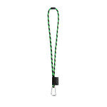 Obrázek  SET Lanyard TUBE Long (? 7 mm) s karabinou ve tvaru D 55 mm a bezpečnostní sponou ? 7 mm - fluorescenční zelená/černá