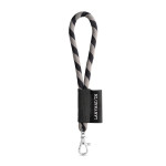 Obrázek SET Lanyard TUBE Short (? 7 mm) s karabinou 9 mm - černá/šedá