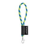 Obrázek SET Lanyard TUBE Short (? 7 mm) s karabinou 9 mm - fluorescenční žlutá/královská modrá