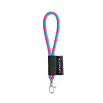 Obrázek SET Lanyard TUBE Short (? 7 mm) s karabinou 9 mm - fluorescenční růžová/světle modrá