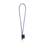 Obrázek SET Lanyard TUBE Long (? 7 mm) s kroužkem ? 32 mm - fluorescenční růžová/světle modrá
