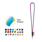 Obrázek  SET Lanyard TUBE Long (? 7 mm) s karabinou 9 mm a bezpečnostní sponou ? 7 mm - fialová/světle modrá