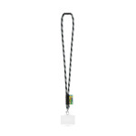 Obrázek SET Lanyard TUBE Long (? 7 mm) s karabinou 9 mm, bezpečnostní sponou ? 7 mm a pevným pouzdrem na odznak/kartu 91 x 68 mm - černá/šedá
