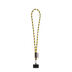 Obrázek SET Lanyard TUBE Long (? 7 mm) s karabinou 9 mm a držákem na mobilní telefon - černá/žlutá
