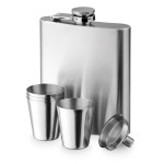 Obrázek Sada láhve a sklenic z nerezové oceli 200 ml - stříbrná