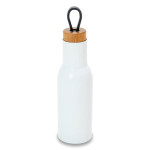 Obrázek Bílá termoska 400 ml z nerez oceli, dřevěný uzávěr