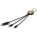 Obrázek Nabíjecí kabel 6v1 z rec. plastu/bambusu s kroužkem
