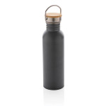 Obrázek Šedá nerezová láhev s bambusovým uzávěrem 700ml