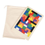 Obrázek Dřevěné barevné puzzle v bavlněném sáčku