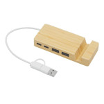 Obrázek Čtyřportový bambusový USB rozbočovač se stojánkem