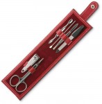 Obrázek Šestidílná manikúra v červeném PU pouzdře na druk