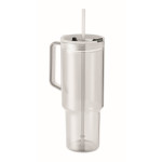 Obrázek Průhledný hrnek 1200 ml s brčkem, bílý
