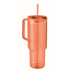 Obrázek Průhledný hrnek 1200 ml s brčkem, oranžový