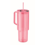 Obrázek Průhledný hrnek 1200 ml s brčkem, růžový