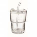 Obrázek Sklenice 400 ml s víčkem a skleněným brčkem