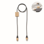 Obrázek 60W nabíjecí kabel z RPET, bambus. detaily