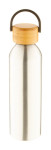 Obrázek Stříbrná hliník.sport. láhev s bambus.víčkem,600 ml