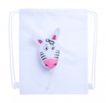 Obrázek Bílý skládací batůžek s karabinou, zebra