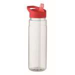 Obrázek Láhev RPET 650ml s brčkem, červené víčko