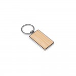 Obrázek Obdélníkový kovový přívěšek na klíče ze zinku a bambusu - přírodní