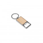 Obrázek Obdélníkový kovový přívěšek na klíče s otvírákem na klíče - přírodní