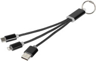 Obrázek Černý nabíjecí kabel 3 v 1 s kroužkem na klíče