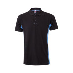 Obrázek Dvoubarevná piké polokošile (180 g/m?), krátký rukáv, z bavlny (60 %) a polyesteru (40 %) 2XL - černá/světle modrá