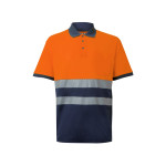 Obrázek Dvoubarevná piké polokošile (150 g/m?) s krátkým rukávem, z bavlny (55 %) a polyesteru (45 %) 2XL - modrá/oranžová