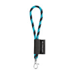 Obrázek SET Lanyard TUBE Short (? 7 mm) s karabinou 9 mm - 353 - černá/světle modrá