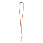 Obrázek SET Lanyard CORK Long (? 5 mm) s karabinou 9 mm a bezpečnostní sponou ? 5 mm - přírodní