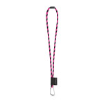 Obrázek SET Lanyard TUBE Long (? 7 mm) s karabinou ve tvaru D 55 mm a bezpečnostní sponou ? 7 mm - černá/růžová