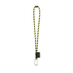 Obrázek SET Lanyard TUBE Long (? 7 mm) s karabinou ve tvaru D 55 mm a bezpečnostní sponou ? 7 mm - fluorescenční žlutá/černá