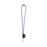 Obrázek SET Lanyard TUBE Long (? 7 mm) s karabinou ve tvaru D 55 mm a bezpečnostní sponou ? 7 mm - fluorescenční růžová/světle modrá