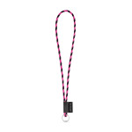 Obrázek SET Lanyard TUBE Long (? 7 mm) s kroužkem ? 32 mm - černá/růžová