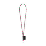 Obrázek SET Lanyard TUBE Long (? 7 mm) s kroužkem ? 32 mm - fluorescenční zelená/fluorescenční růžová