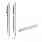 Obrázek  Kovové kuličkové pero s lesklým tělem a klipem - stříbrná