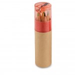 Obrázek  Krabička na tužky se 6 pastelkami s ořezávátkem - červená