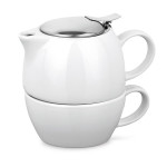 Obrázek Porcelánová čajová souprava 2 v 1 - bílá