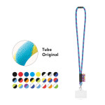 Obrázek SET Lanyard TUBE Long (? 7 mm) s karabinou 9 mm, bezpečnostní sponou ? 7 mm a pevným pouzdrem na odznak/kartu 91 x 68 mm - žlutá/světle modrá