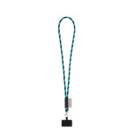 Obrázek SET Lanyard TUBE Long (? 7 mm) s karabinou 9 mm a držákem na mobilní telefon - 353 - černá/světle modrá