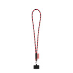Obrázek SET Lanyard TUBE Long (? 7 mm) s karabinou 9 mm a držákem na mobilní telefon - černá/červená
