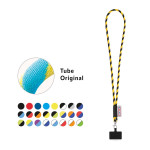Obrázek SET Lanyard TUBE Long (? 7 mm) s karabinou 9 mm a držákem na mobilní telefon - bílá/světle modrá