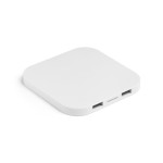 Obrázek Superrychlá 15W bezdrátová nabíječka s HUB 2 USB-A porty z recyklovaného ABS (60% rABS) - bílá