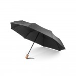 Obrázek  Skládací rPET deštník s dřevěnou rukojetí - černá